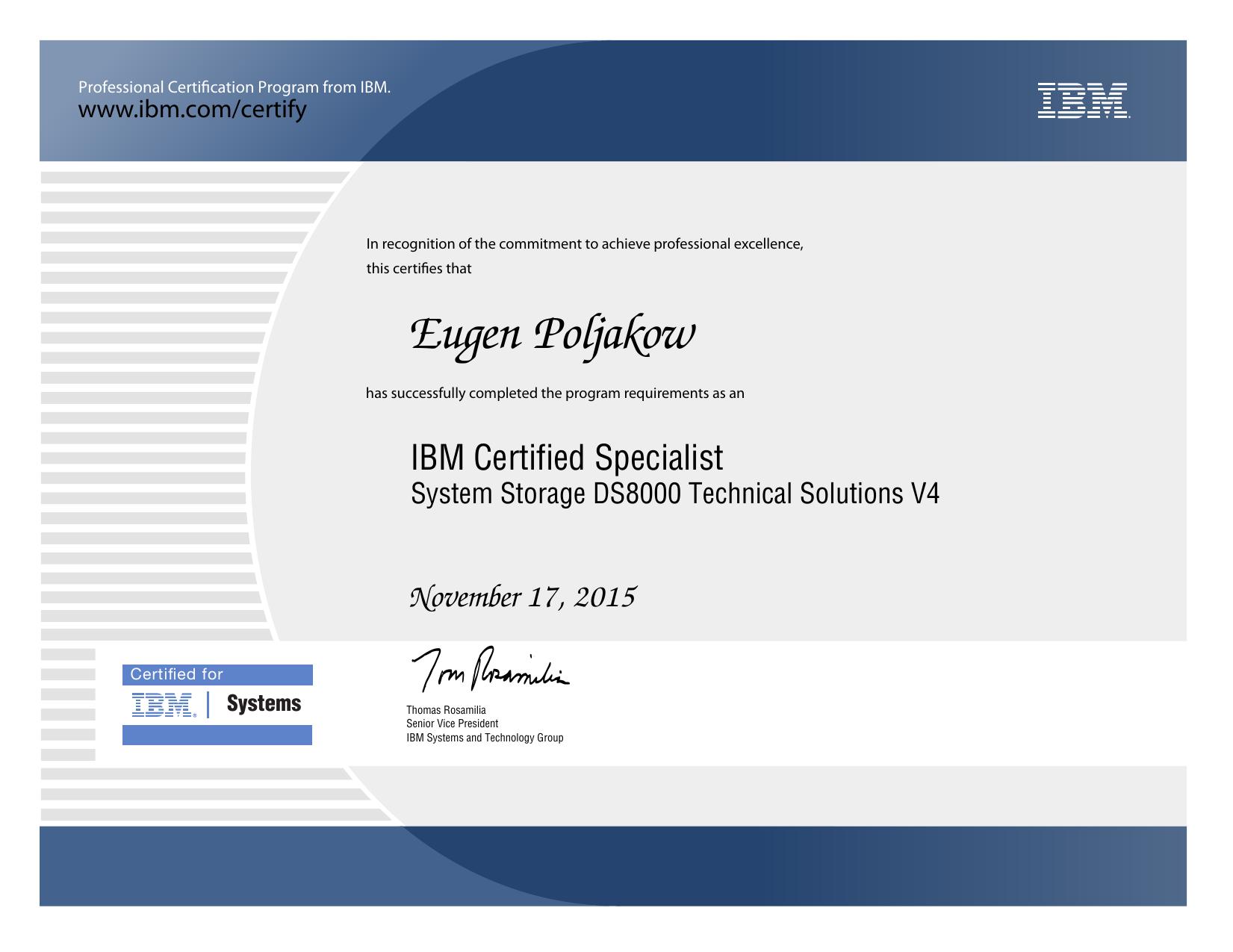 IBM Certified Specialist System Storage DS8000 Technical Solutions V4